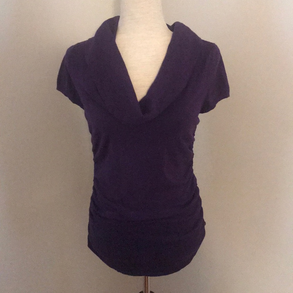 Purple tunic short sleeve sweater